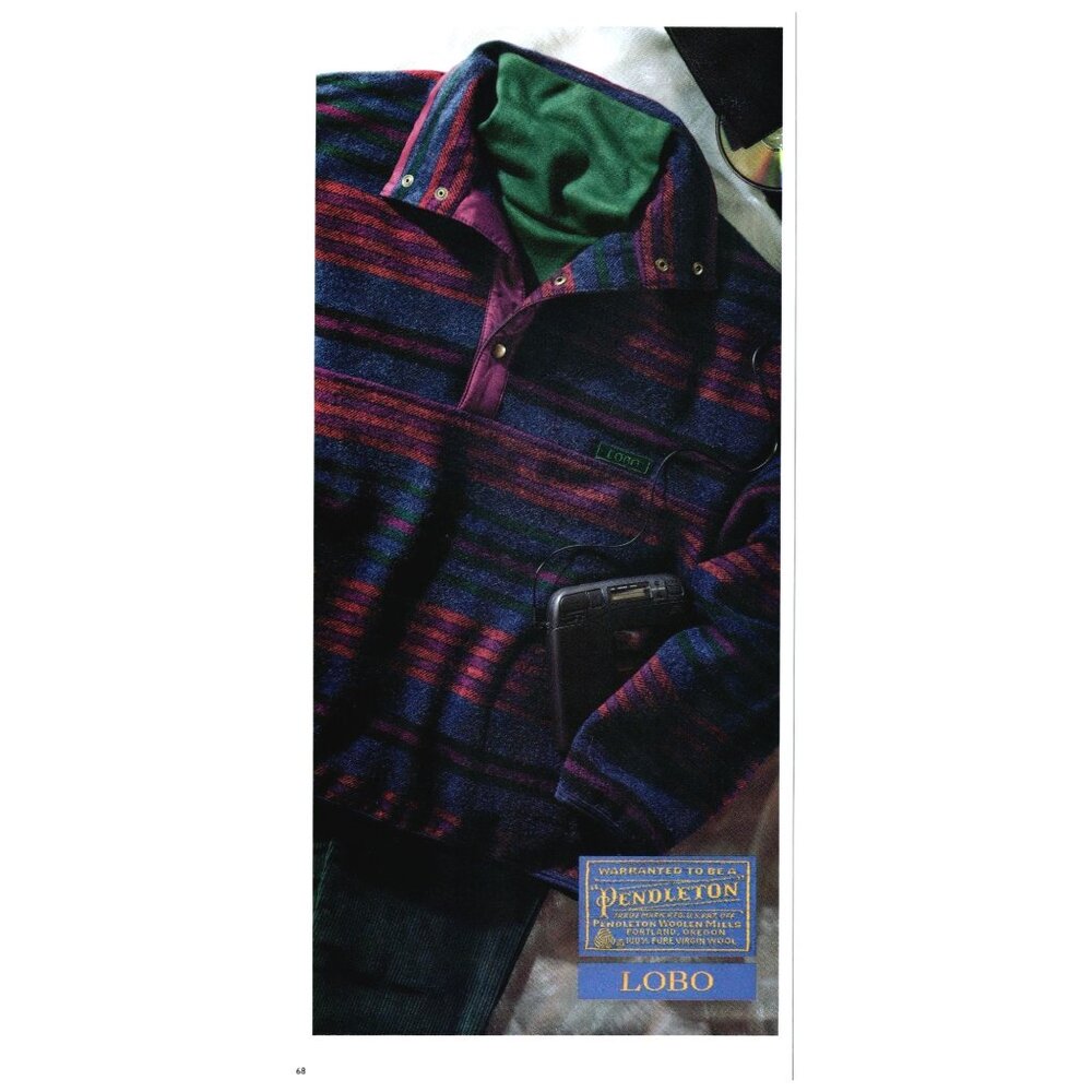 1993 Pendleton Lobo Mens Pullover Coat Vintage Print Ad 90s Fashion Wall Art